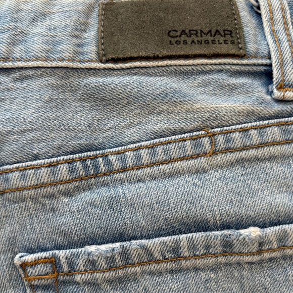 CARMAR Distressed High-Rise Boyfriend Jeans Light Wash Size 24 Wide Leg 5 Pocket - Picture 5 of 10